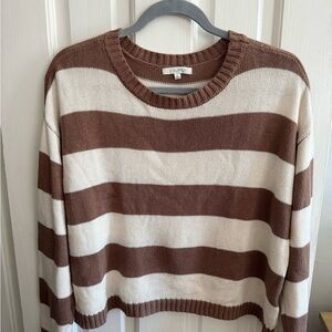 Brown and White Striped Sweater
